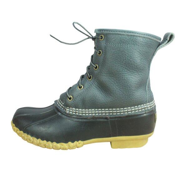 LL Bean Bean Boots 8" Fleece Lined Insulated Black Gum Slate Plaid 10 M - Picture 1 of 10